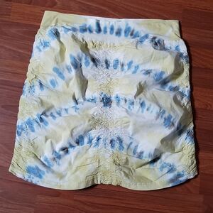 XCVI Wearables Tie Dye Josette High Waist Ruched Pull On Mini Skirt XL New